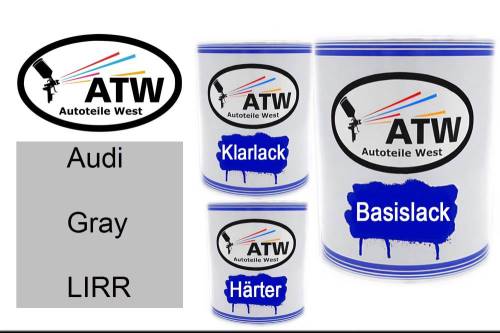 Audi, Gray, LIRR: 1L Lackdose + 1L Klarlack + 500ml Härter - Set, von ATW Autoteile West.