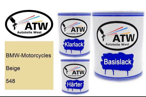 BMW-Motorcycles, Beige, 548: 1L Lackdose + 1L Klarlack + 500ml Härter - Set, von ATW Autoteile West.