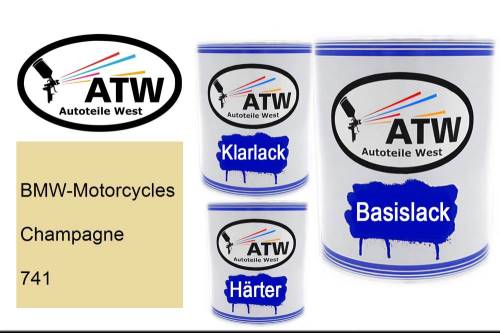 BMW-Motorcycles, Champagne, 741: 1L Lackdose + 1L Klarlack + 500ml Härter - Set, von ATW Autoteile West.