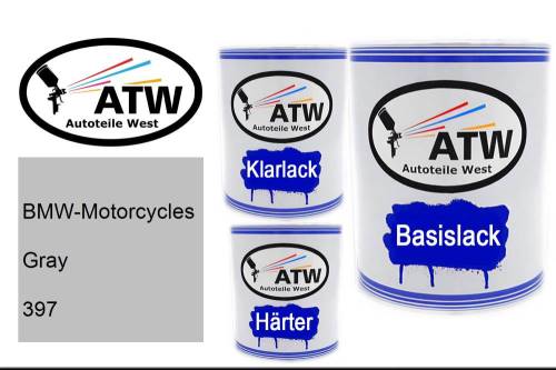 BMW-Motorcycles, Gray, 397: 1L Lackdose + 1L Klarlack + 500ml Härter - Set, von ATW Autoteile West.