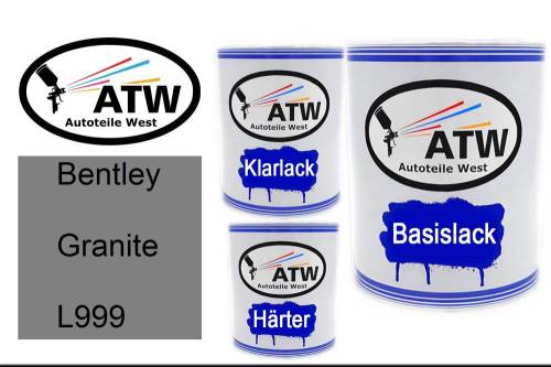 Bentley, Granite, L999: 1L Lackdose + 1L Klarlack + 500ml Härter - Set, von ATW Autoteile West.