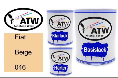 Fiat, Beige, 046: 1L Lackdose + 1L Klarlack + 500ml Härter - Set, von ATW Autoteile West.