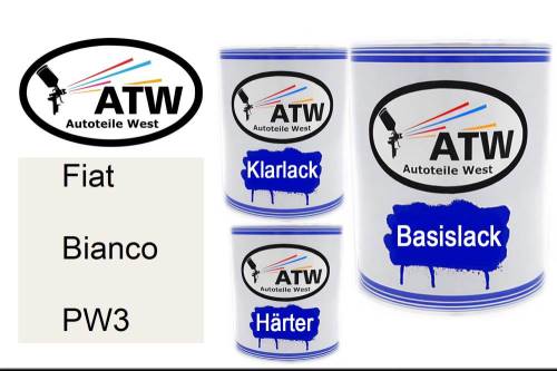 Fiat, Bianco, PW3: 1L Lackdose + 1L Klarlack + 500ml Härter - Set, von ATW Autoteile West.