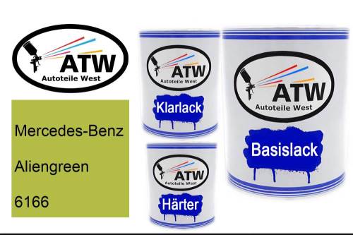 Mercedes-Benz, Aliengreen, 6166: 1L Lackdose + 1L Klarlack + 500ml Härter - Set, von ATW Autoteile West.