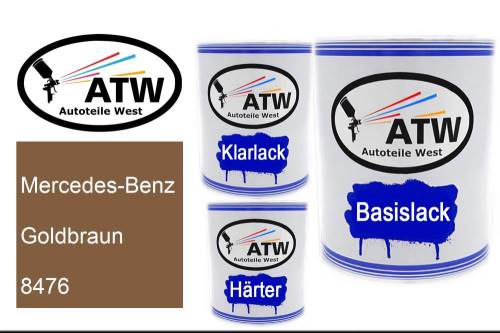 Mercedes-Benz, Goldbraun, 8476: 1L Lackdose + 1L Klarlack + 500ml Härter - Set, von ATW Autoteile West.