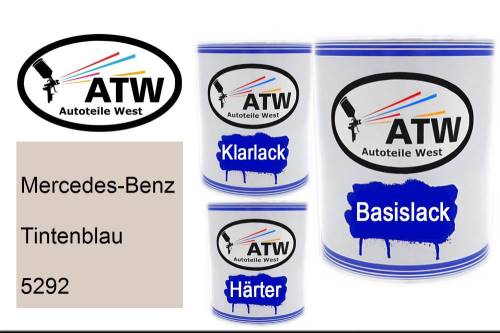 Mercedes-Benz, Tintenblau, 5292: 1L Lackdose + 1L Klarlack + 500ml Härter - Set, von ATW Autoteile West.