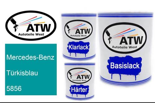 Mercedes-Benz, Türkisblau, 5856: 1L Lackdose + 1L Klarlack + 500ml Härter - Set, von ATW Autoteile West.