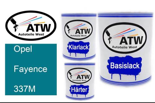 Opel, Fayence, 337M: 1L Lackdose + 1L Klarlack + 500ml Härter - Set, von ATW Autoteile West.