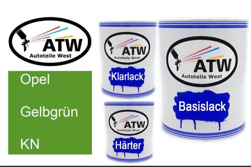 Opel, Gelbgrün, KN: 1L Lackdose + 1L Klarlack + 500ml Härter - Set, von ATW Autoteile West.