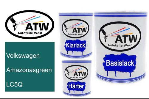 Volkswagen, Amazonasgreen, LC5Q: 1L Lackdose + 1L Klarlack + 500ml Härter - Set, von ATW Autoteile West.