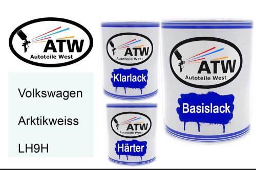 Volkswagen, Arktikweiss, LH9H: 1L Lackdose + 1L Klarlack + 500ml Härter - Set, von ATW Autoteile West.