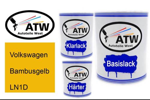 Volkswagen, Bambusgelb, LN1D: 1L Lackdose + 1L Klarlack + 500ml Härter - Set, von ATW Autoteile West.