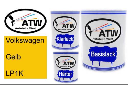 Volkswagen, Gelb, LP1K: 1L Lackdose + 1L Klarlack + 500ml Härter - Set, von ATW Autoteile West.