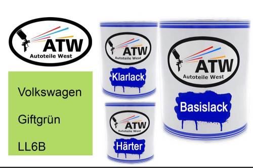 Volkswagen, Giftgrün, LL6B: 1L Lackdose + 1L Klarlack + 500ml Härter - Set, von ATW Autoteile West.