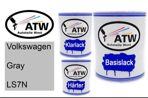 Volkswagen, Gray, LS7N: 1L Lackdose + 1L Klarlack + 500ml Härter - Set, von ATW Autoteile West.