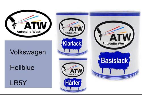 Volkswagen, Hellblue, LR5Y: 1L Lackdose + 1L Klarlack + 500ml Härter - Set, von ATW Autoteile West.