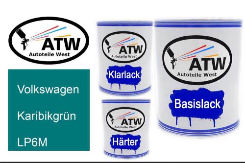 Volkswagen, Karibikgrün, LP6M: 1L Lackdose + 1L Klarlack + 500ml Härter - Set, von ATW Autoteile West.