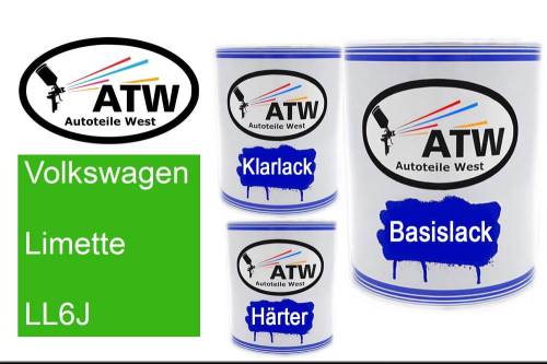 Volkswagen, Limette, LL6J: 1L Lackdose + 1L Klarlack + 500ml Härter - Set, von ATW Autoteile West.