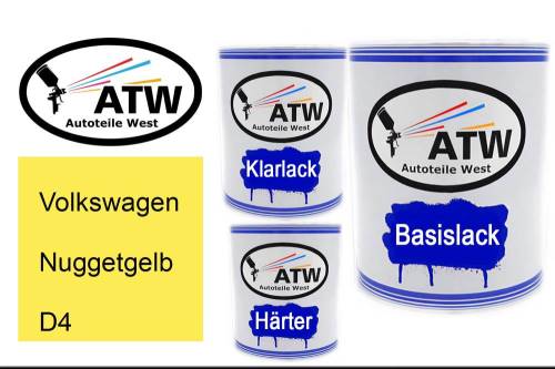 Volkswagen, Nuggetgelb, D4: 1L Lackdose + 1L Klarlack + 500ml Härter - Set, von ATW Autoteile West.