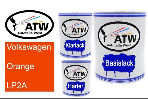 Volkswagen, Orange, LP2A: 1L Lackdose + 1L Klarlack + 500ml Härter - Set, von ATW Autoteile West.