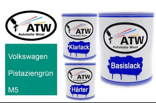 Volkswagen, Pistaziengrün, M5: 1L Lackdose + 1L Klarlack + 500ml Härter - Set, von ATW Autoteile West.