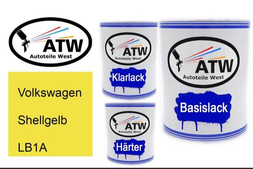 Volkswagen, Shellgelb, LB1A: 1L Lackdose + 1L Klarlack + 500ml Härter - Set, von ATW Autoteile West.