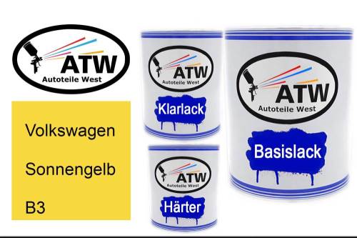 Volkswagen, Sonnengelb, B3: 1L Lackdose + 1L Klarlack + 500ml Härter - Set, von ATW Autoteile West.