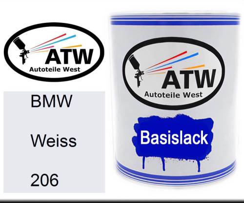 BMW, Weiss, 206: 1L Lackdose, von ATW Autoteile West.