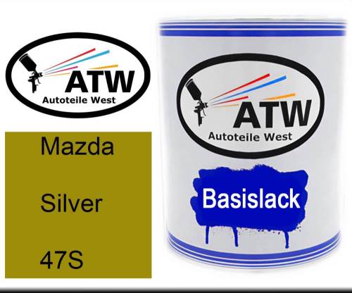 Mazda, Silver, 47S: 1L Lackdose, von ATW Autoteile West.