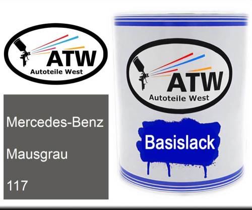 Mercedes-Benz, Mausgrau, 117: 1L Lackdose, von ATW Autoteile West.