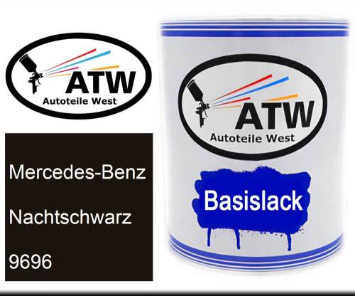 Mercedes-Benz, Nachtschwarz, 9696: 1L Lackdose, von ATW Autoteile West.