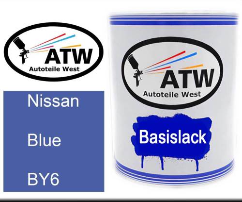 Nissan, Blue, BY6: 1L Lackdose, von ATW Autoteile West.