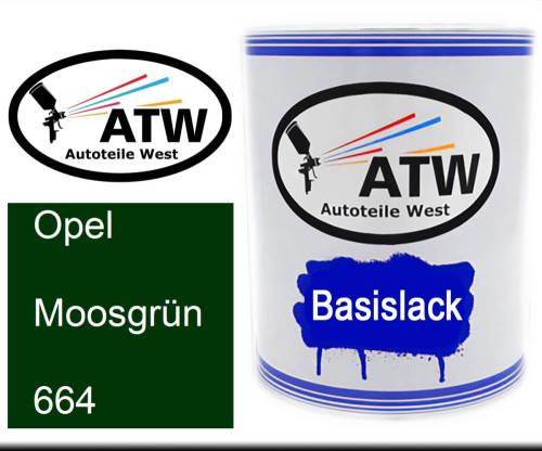 Opel, Moosgrün, 664: 1L Lackdose, von ATW Autoteile West.