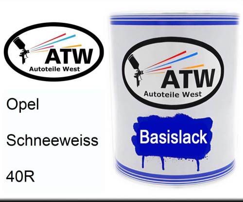 Opel, Schneeweiss, 40R: 1L Lackdose, von ATW Autoteile West.