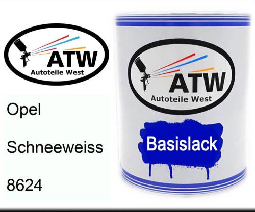 Opel, Schneeweiss, 8624: 1L Lackdose, von ATW Autoteile West.