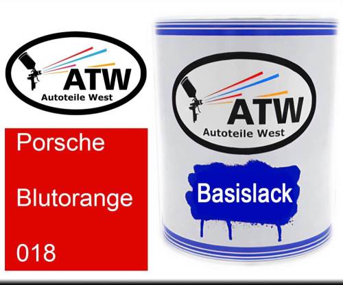 Porsche, Blutorange, 018: 1L Lackdose, von ATW Autoteile West.