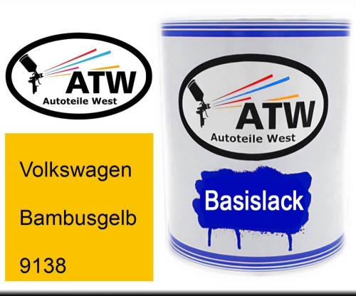 Volkswagen, Bambusgelb, 9138: 1L Lackdose, von ATW Autoteile West.