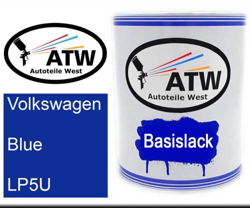 Volkswagen, Blue, LP5U: 1L Lackdose, von ATW Autoteile West.