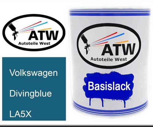 Volkswagen, Divingblue, LA5X: 1L Lackdose, von ATW Autoteile West.