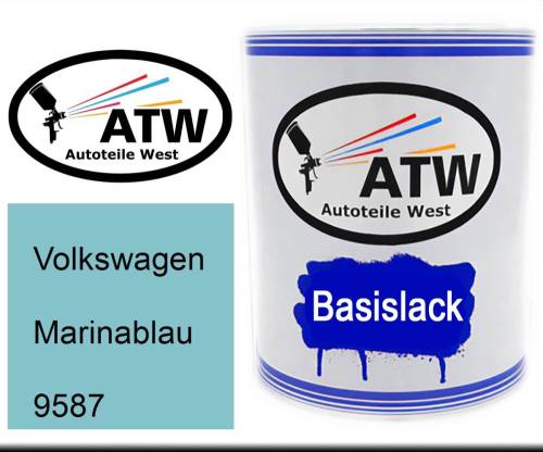 Volkswagen, Marinablau, 9587: 1L Lackdose, von ATW Autoteile West.