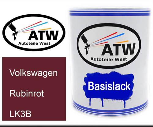 Volkswagen, Rubinrot, LK3B: 1L Lackdose, von ATW Autoteile West.