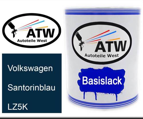 Volkswagen, Santorinblau, LZ5K: 1L Lackdose, von ATW Autoteile West.