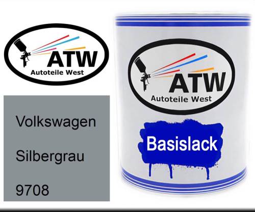 Volkswagen, Silbergrau, 9708: 1L Lackdose, von ATW Autoteile West.