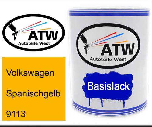 Volkswagen, Spanischgelb, 9113: 1L Lackdose, von ATW Autoteile West.