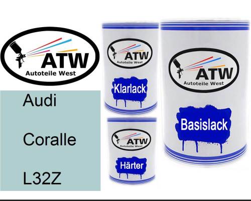 Audi, Coralle, L32Z: 500ml Lackdose + 500ml Klarlack + 250ml Härter - Set, von ATW Autoteile West.