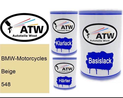 BMW-Motorcycles, Beige, 548: 500ml Lackdose + 500ml Klarlack + 250ml Härter - Set, von ATW Autoteile West.