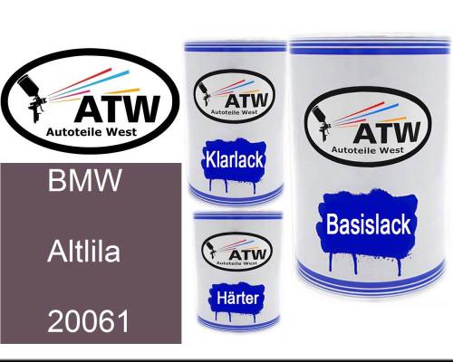 BMW, Altlila, 20061: 500ml Lackdose + 500ml Klarlack + 250ml Härter - Set, von ATW Autoteile West.