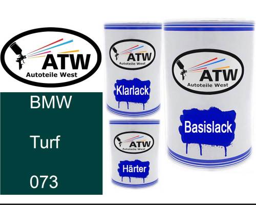 BMW, Turf, 073: 500ml Lackdose + 500ml Klarlack + 250ml Härter - Set, von ATW Autoteile West.