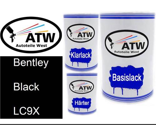 Bentley, Black, LC9X: 500ml Lackdose + 500ml Klarlack + 250ml Härter - Set, von ATW Autoteile West.