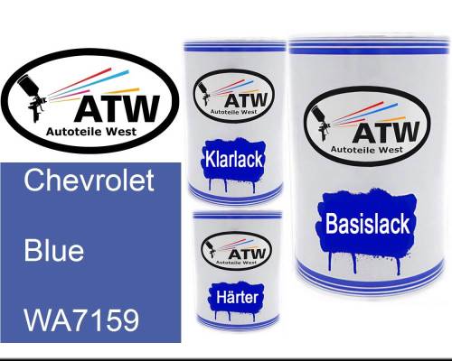 Chevrolet, Blue, WA7159: 500ml Lackdose + 500ml Klarlack + 250ml Härter - Set, von ATW Autoteile West.